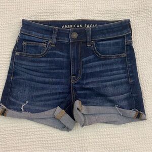 American Eagle High Rise Shortie Denim Shorts